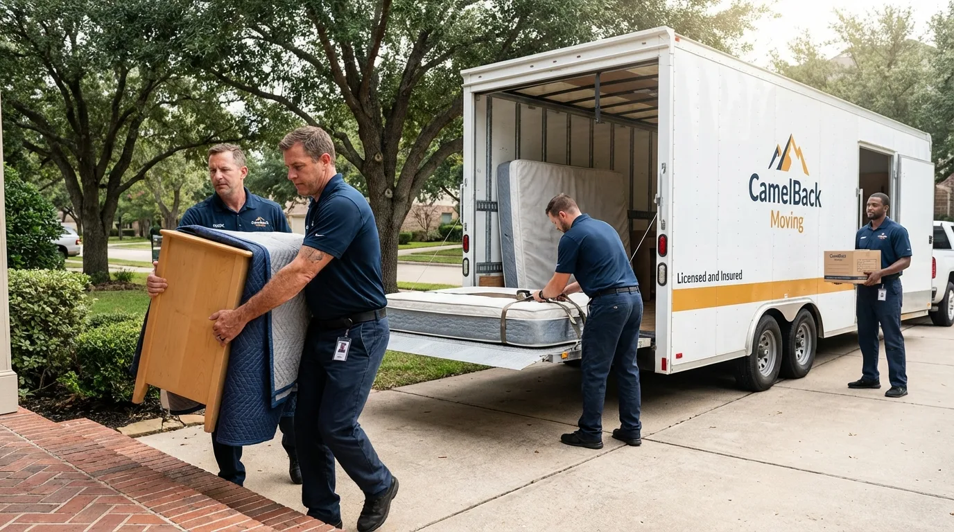 Crew loading residential truck for cross-state move from Goodland, IN