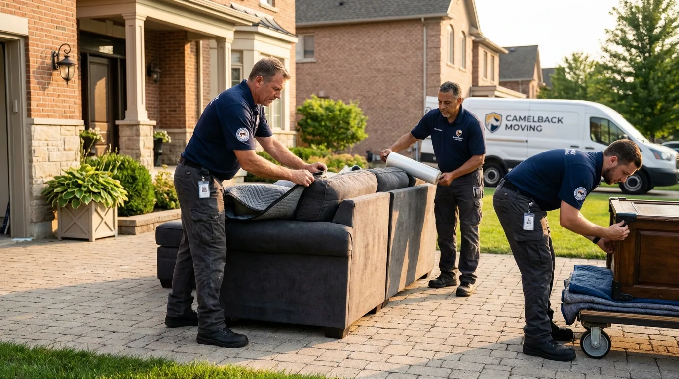 Large estate moving crew wrapping furniture in Goodland, IN