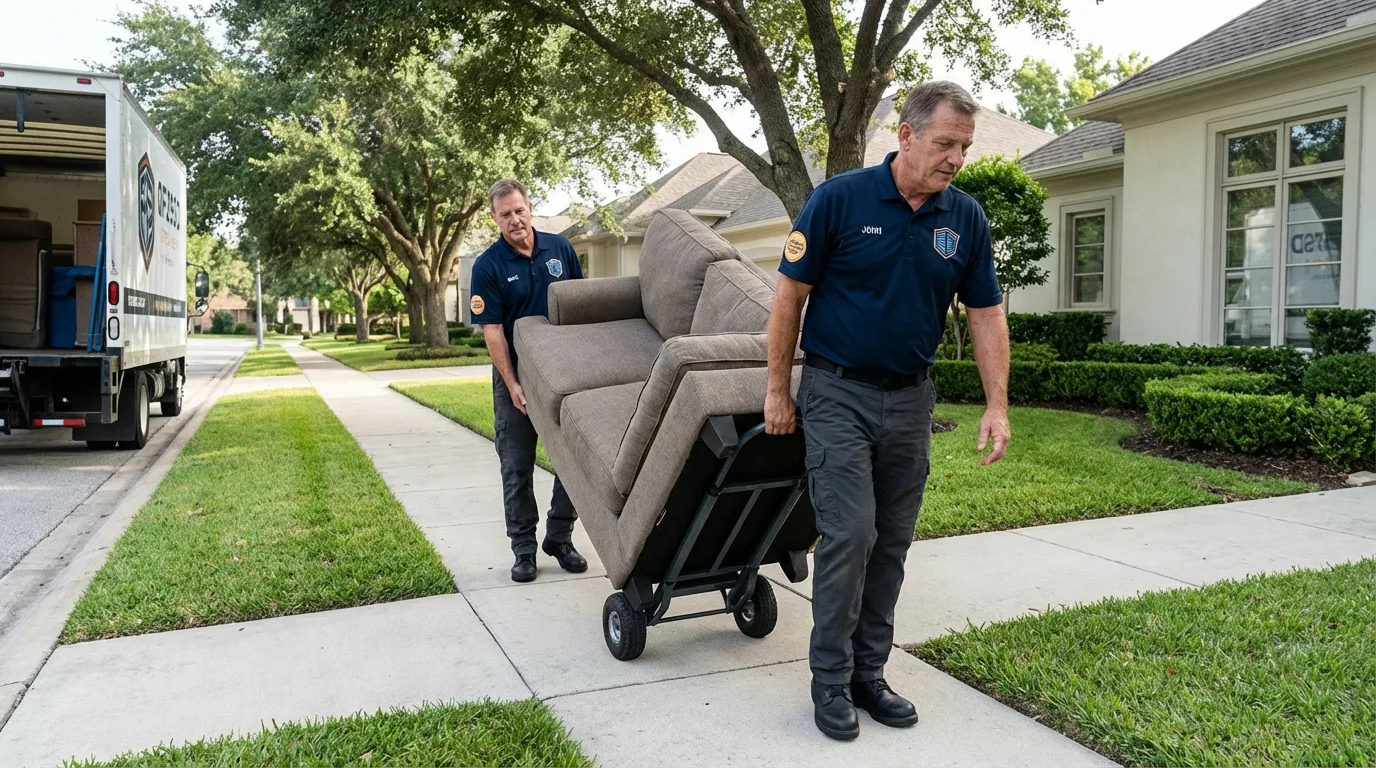 Local residential moving crew loading furniture in Goodland, IN